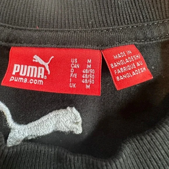 PUMA Womens Black Short Sleeve Crew Neck T-Shirt Logo Size Medium - Picture 3 of 6